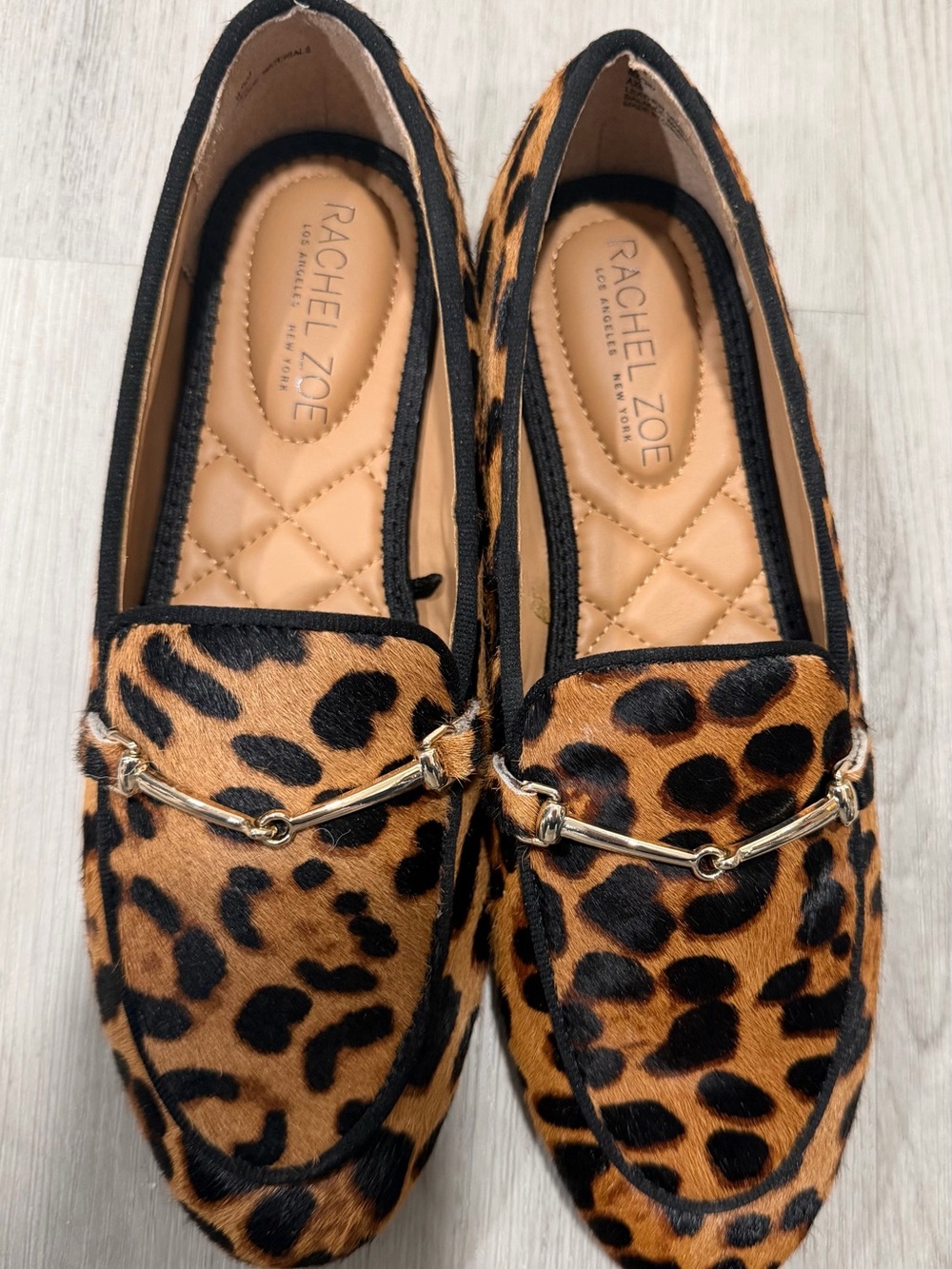 Rachel Zoe Leopard-Print Slip-On Loafers with Gold Bit